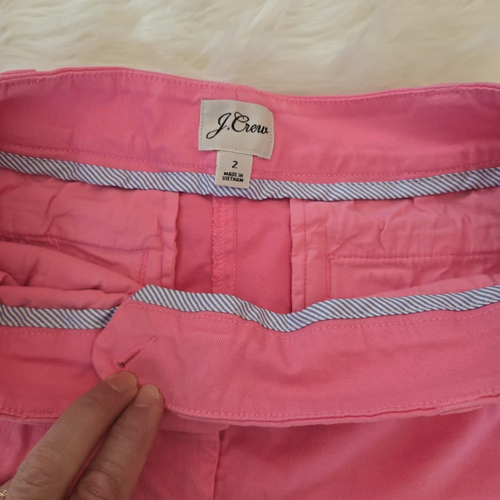 J. Crew Bright Pink Women's Shorts with Striped Waist Trim Size 2 - Picture 2 of 3